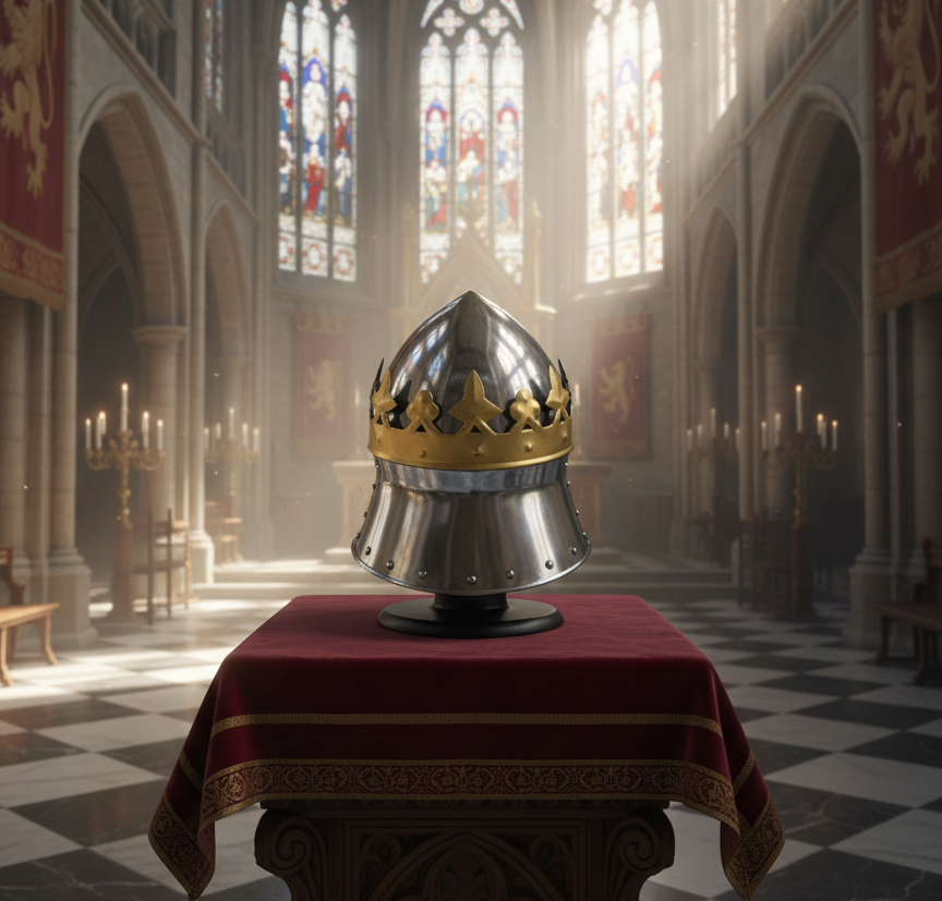 Medieval King Richard Lionheart Two-Tone Crown Helmet Knight Armor Replica For Reenactment