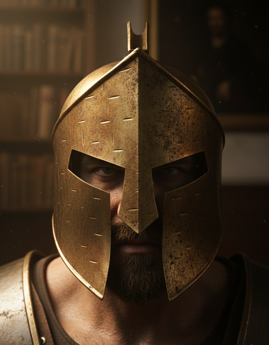 Medieval Roman Spartan Helmet Brass Antique Finish - Image 4