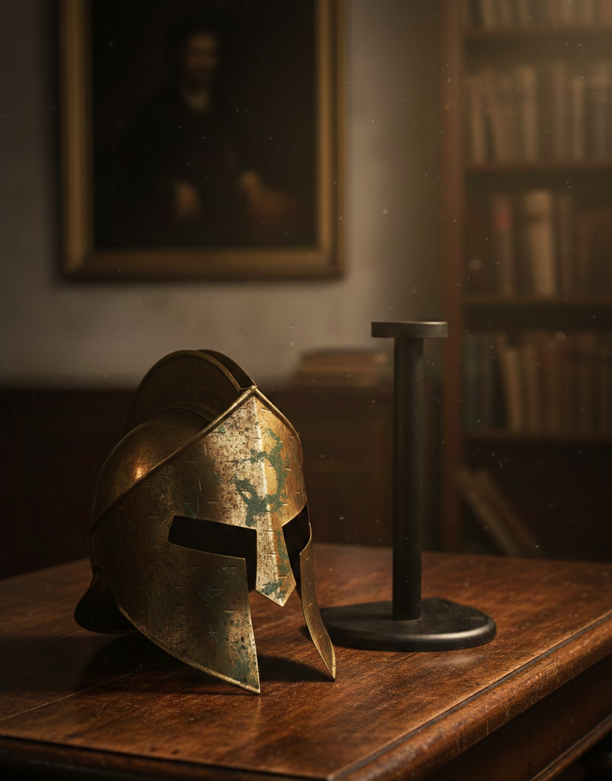 Medieval Roman Spartan Helmet Brass Antique Finish - Image 2