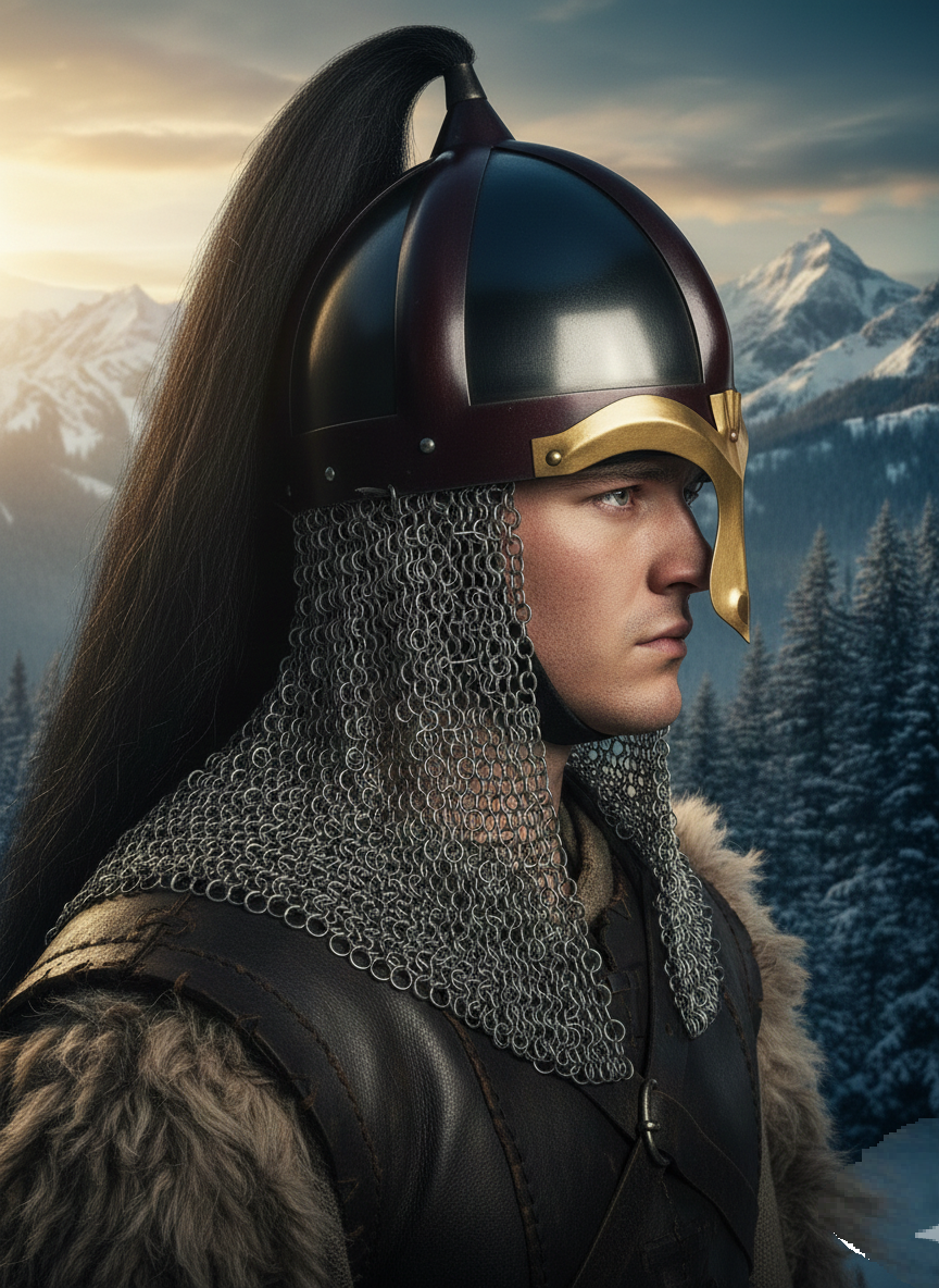 Medieval Viking Norman-Style Helmet With Chainmail - Image 3