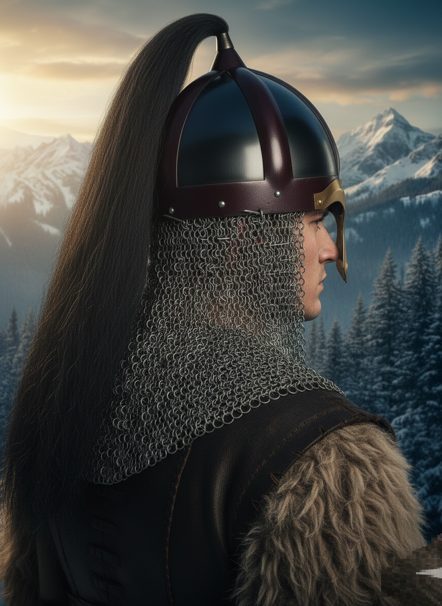 Medieval Viking Norman-Style Helmet With Chainmail - Image 4