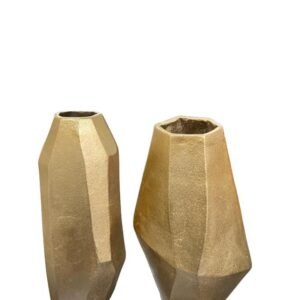 Set of 2 Textured Champagne Gold Asymmetrical Vases