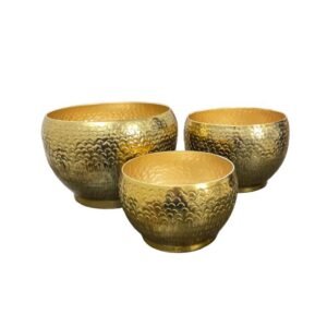 Set of 3 Hammered Gold Nesting Decorative Bowls