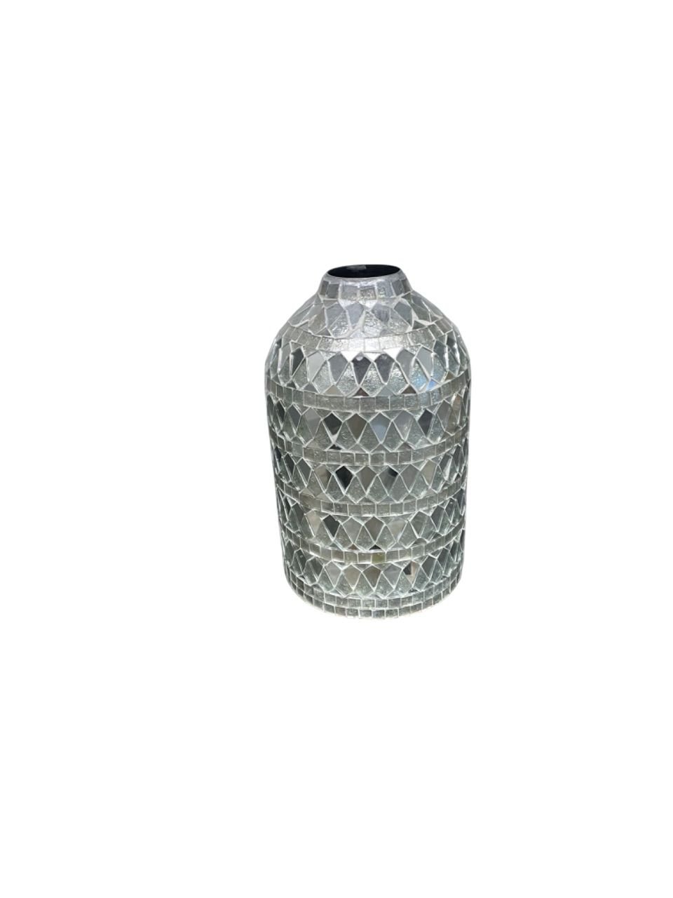 Silver Mirror Mosaic Tile Statement Vase - Image 2