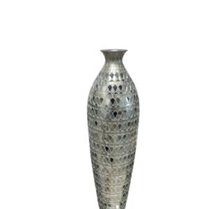 Silver Mirror Mosaic Tile Statement Vase