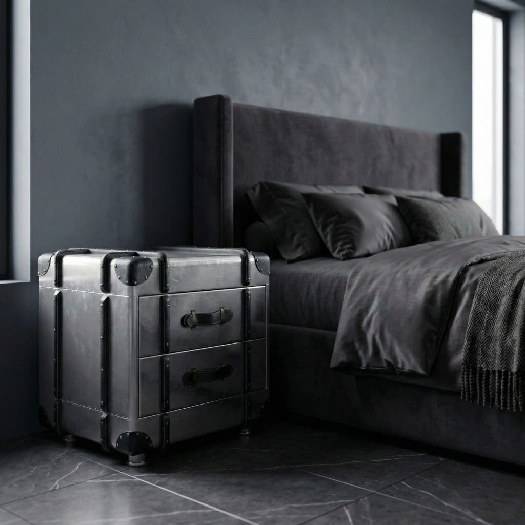 Historium Vault Aviator Side Table – Metal Side Table – Metal End Table With 2 Drawers