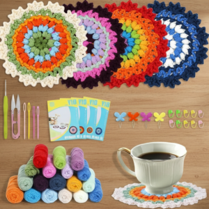 4 Pcs Floral Crochet Coaster Kit