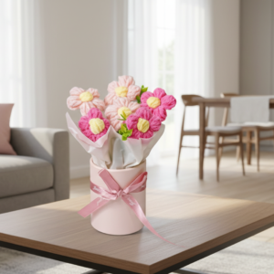 Pink Cherry Blossom Crochet Flowers Bouquet (Small Size)
