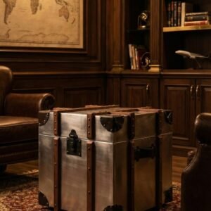 Historium Vault Aluminium Trunk Coffee Table Bedside Night Stand Aviator End Side Table Aircraft Airman Style Living Room Home Office Furniture
