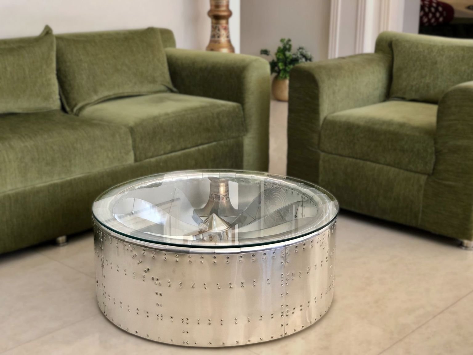 Historium Vault Round Aviator Jet Engine Turbine Coffee Table Aluminium Furniture - Image 2