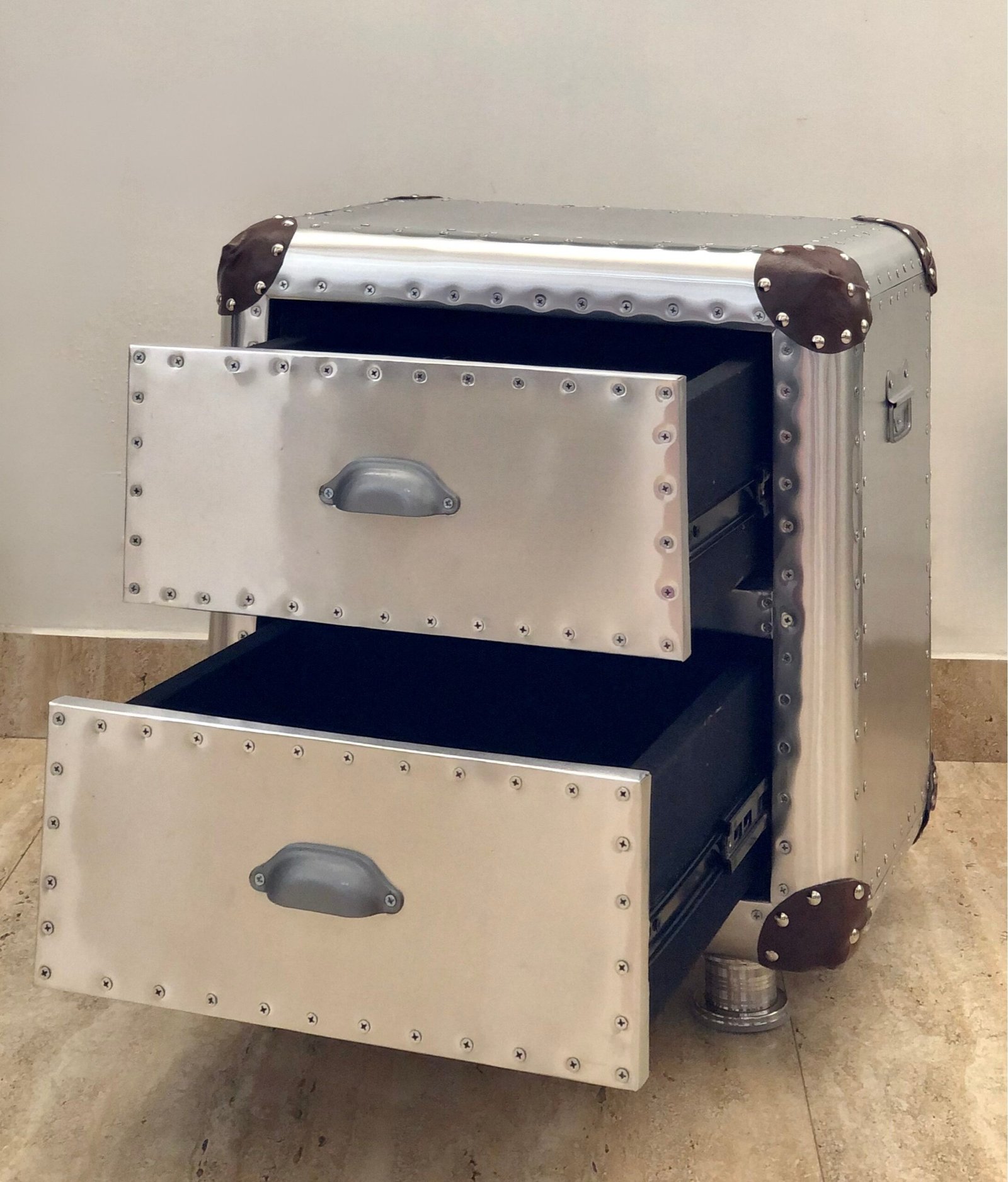 Aviator End Table – Mid Century Modern Aluminum Side Table with Drawers for Living Room, Bedroom & Office Decor - Image 4