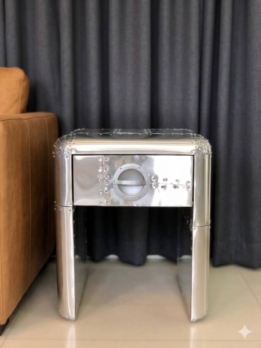 Aviator Industrial Side Table END Table Aluminium Furniture - Image 3