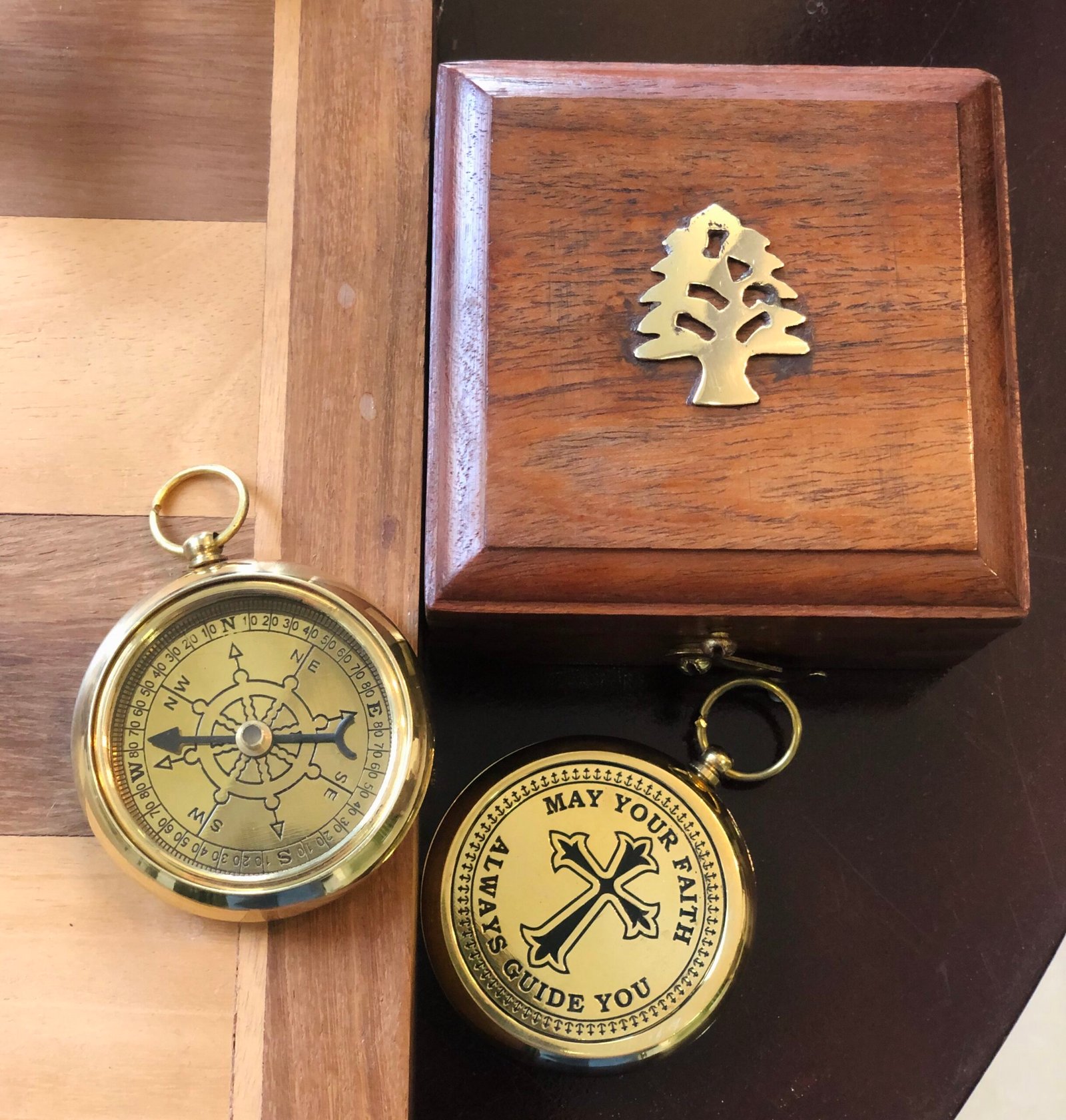 May Your Faith Always Guide You Brass Nautical Vintage Directional Magnetic Compass With Famous Scripture Quote Engraved Baptism Gifts