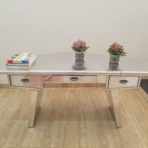Historium Vault Aviator Executive Fighter Jet Wing Desk – Polished Aluminum