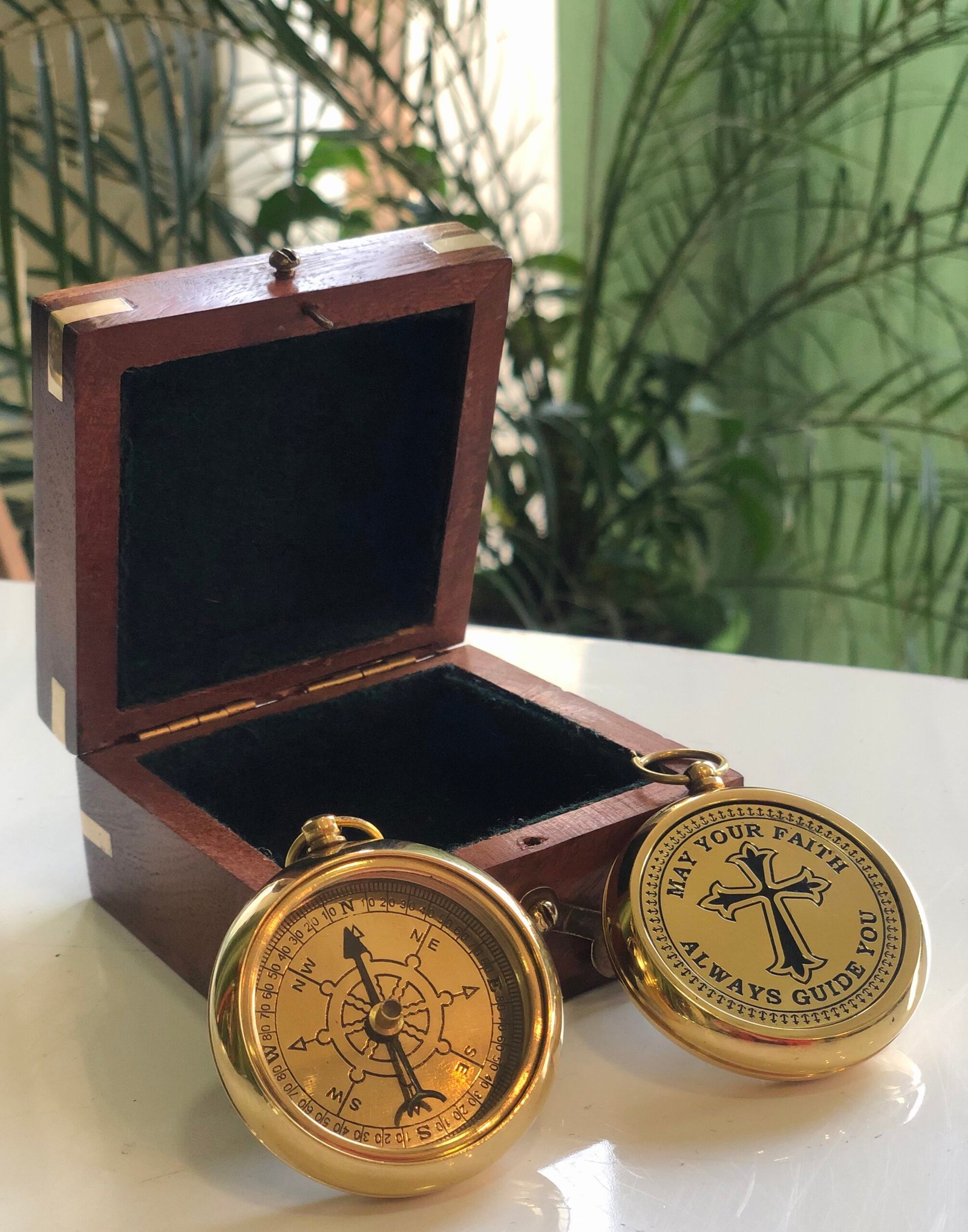 May Your Faith Always Guide You Brass Nautical Vintage Directional Magnetic Compass With Famous Scripture Quote Engraved Baptism Gifts - Image 5