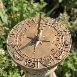 Brass Constellations Sundial – 12 Inches Wide Zodiac Signs Beautiful Home & Garden Decor, Birthday Gift, Wedding Gift Sundial, Couple Gift Idea