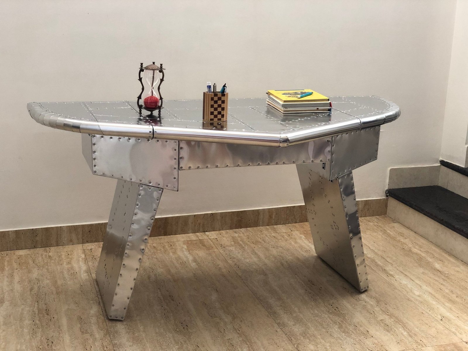 Historium Vault Aviator Executive Fighter Jet Wing Desk – Polished Aluminum - Image 6