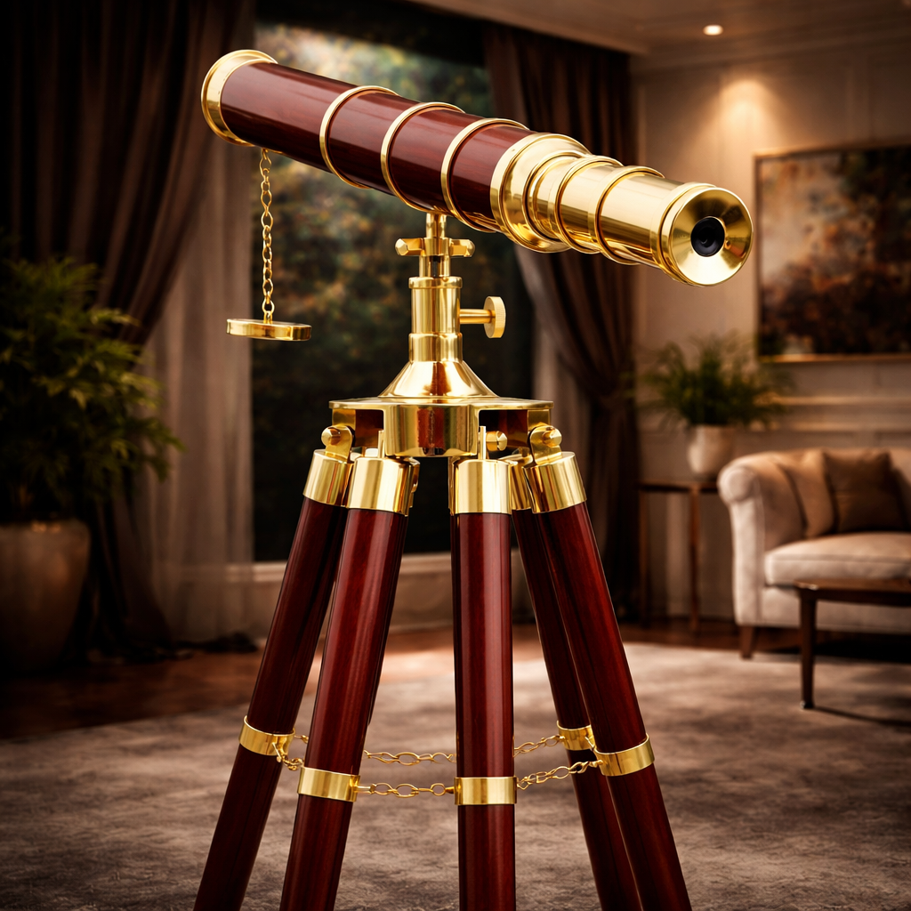 Bird Watching Brass Wood Harbor Master Floor Standing Telescope 60″