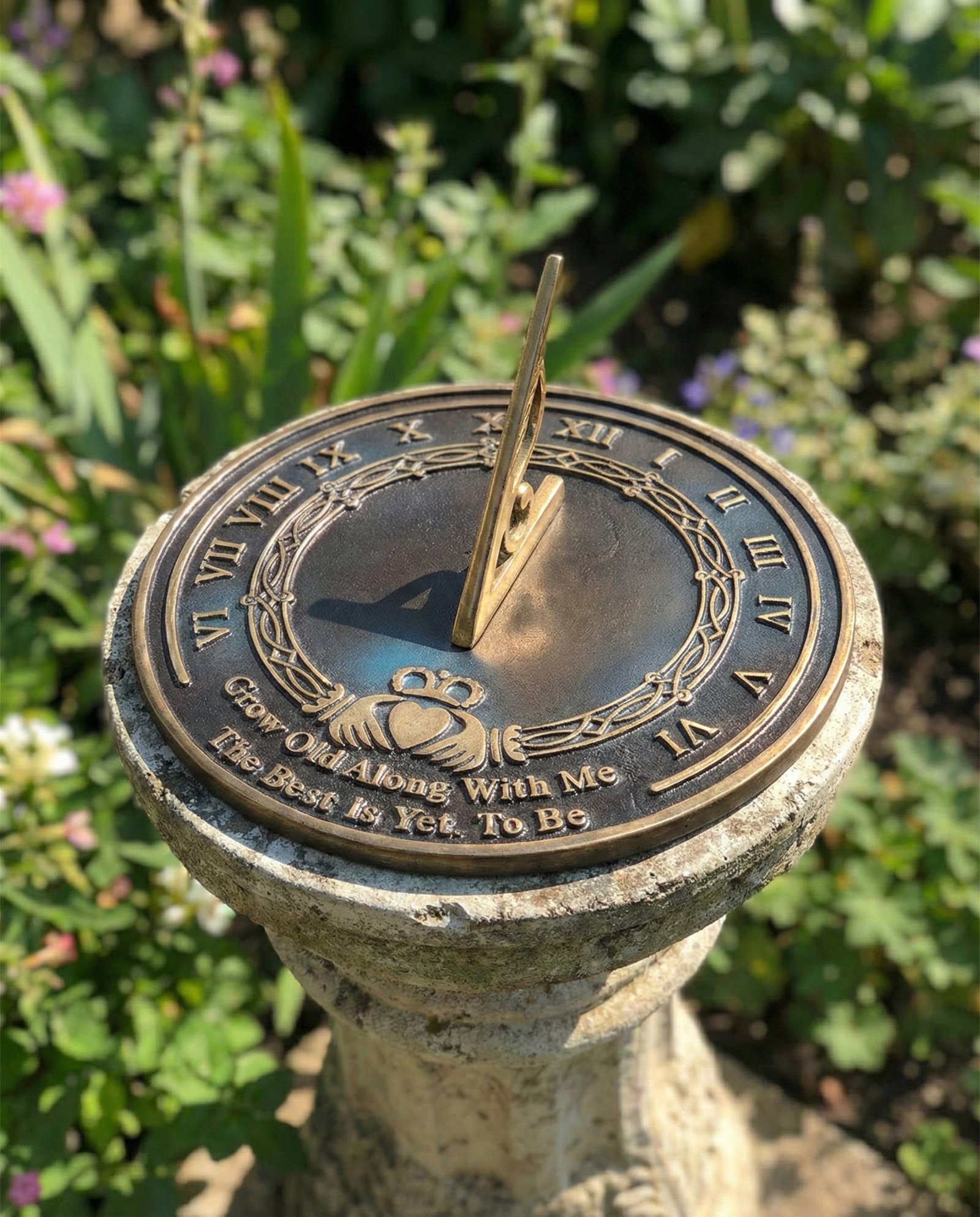 Garden Sundial Grow Old With Me – The Best Is Yet To Be (Copper Antique), Unique Wedding Gift Idea For Parents, Engraved Anniversary Sundial, Home Decor