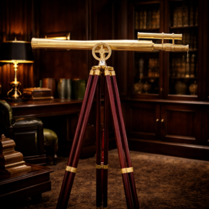 Large Double Barrel Telescope Brass Ship Telescope – with Free Chrome Spike