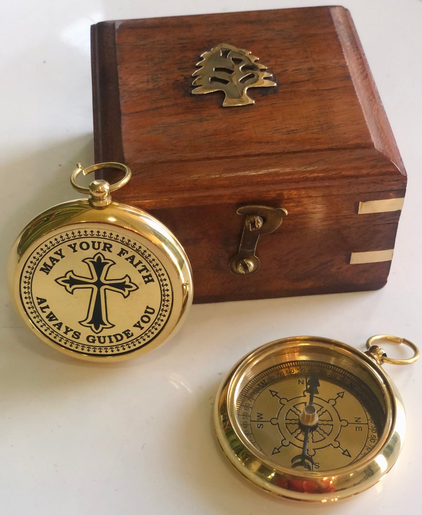May Your Faith Always Guide You Brass Nautical Vintage Directional Magnetic Compass With Famous Scripture Quote Engraved Baptism Gifts - Image 8
