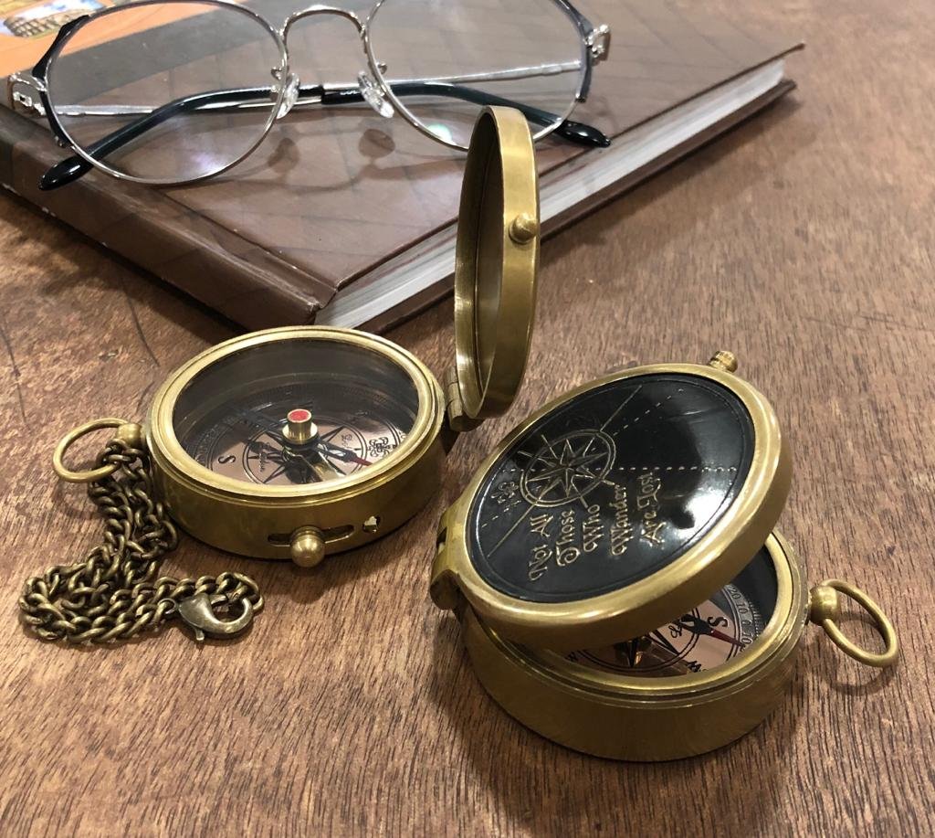 Not All Those Who Wander Are Lost Antique Dial Marine Brass Compass Leather Case, 2 Inch Inspirational Gift Wanderer Traveler Graduation Gift Birthday Gift Travel Gift - Image 6