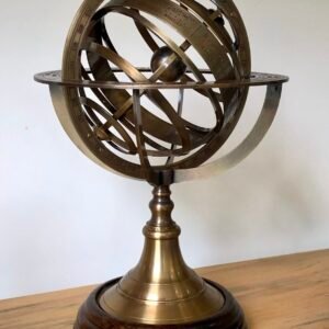 11 Nautical Brass Armillary Sphere World Globe Rosewood Base Table Decor