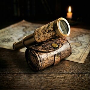 Nautical Handheld Pirate Brass Telescope with BoxCase,Sailor Home Decor Pirate Captain Boat Gift (6 Kelvin & Hughes)  Collectible Gift, Perfect for Christmas & Holiday Gifting