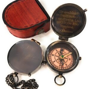 Thoreau_s Go Confidently Quote Engraved Nautical Compass with Stamped Leather case, Camping, Boating, Gift Compasses