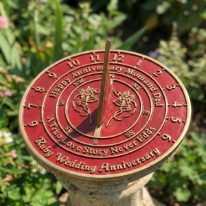 40th Ruby Wedding Anniversary Sundial Gift For Him Or Her, Husband Or Wife, Parents, Grand Parents, Couples To Celebrate Anniversary Unique Gift