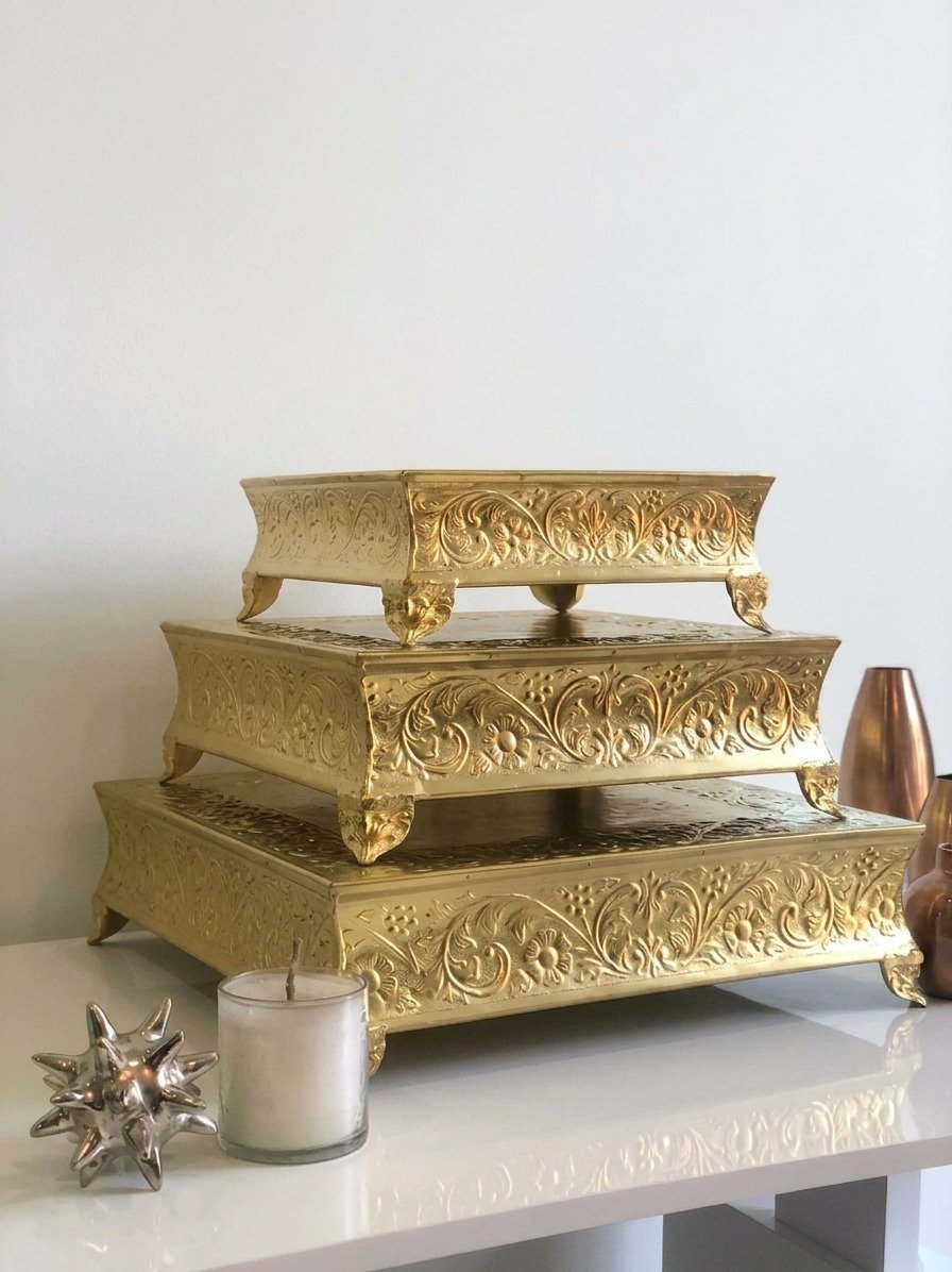 Beautiful Brass Finish Wedding Cake Stand For Wedding Receptions, Anniversary Parties Decorative Centerpieces - Image 5