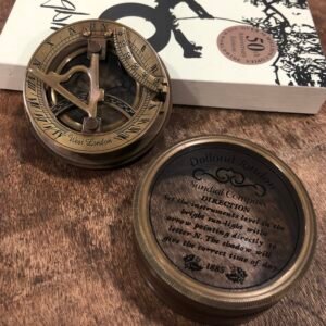 Antique Brass Sundial Compass Marine Boat Gift Pocket Sun Dial Nautical