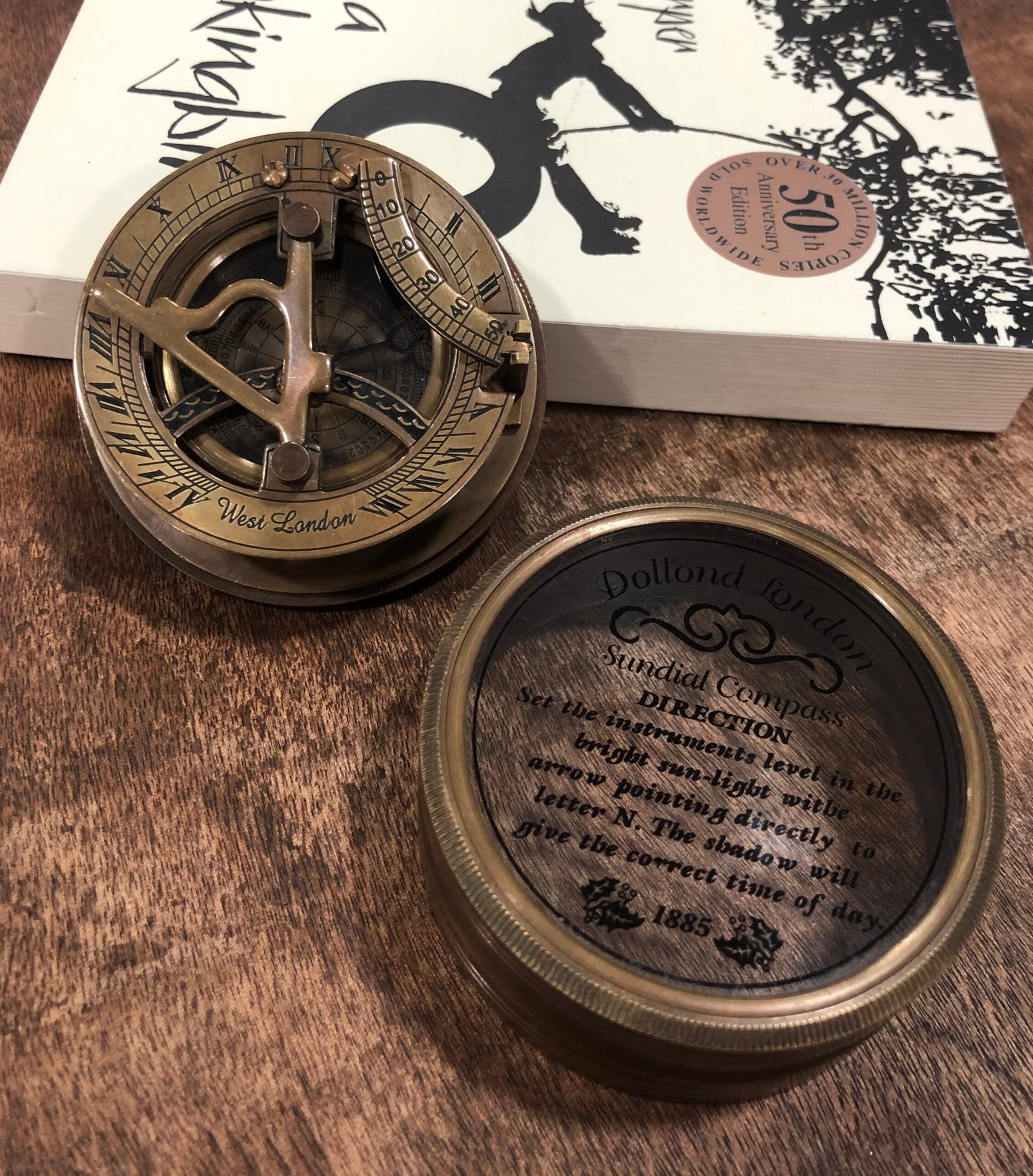Antique Brass Sundial Compass Marine Boat Gift Pocket Sun Dial Nautical