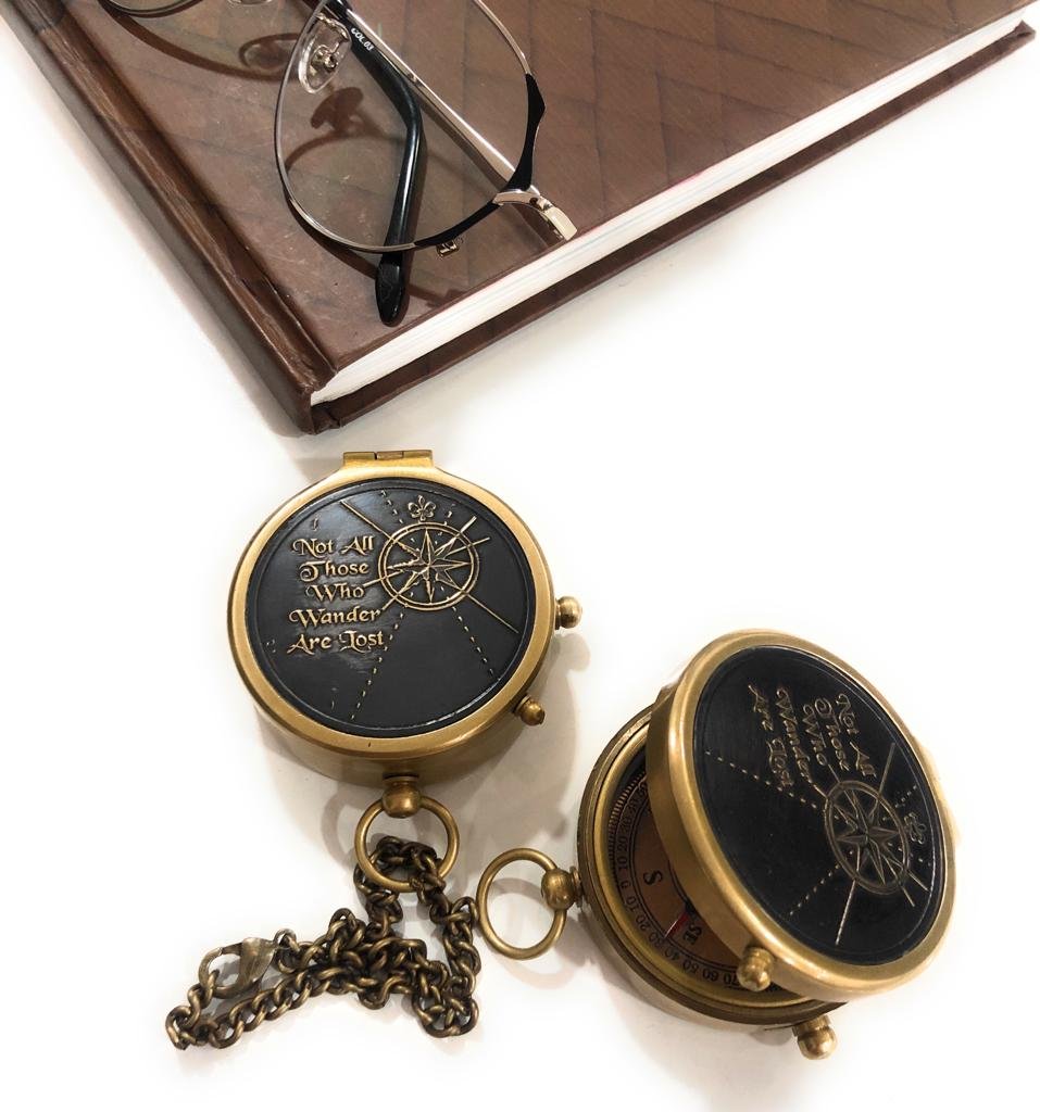 Not All Those Who Wander Are Lost Antique Dial Marine Brass Compass Leather Case, 2 Inch Inspirational Gift Wanderer Traveler Graduation Gift Birthday Gift Travel Gift - Image 4