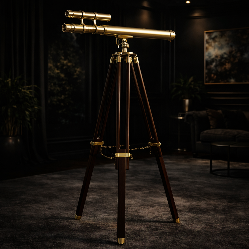 Brass Double Barrel Griffith Astro Telescope with Tripod Stand Telescope – with Free Chrome Spike