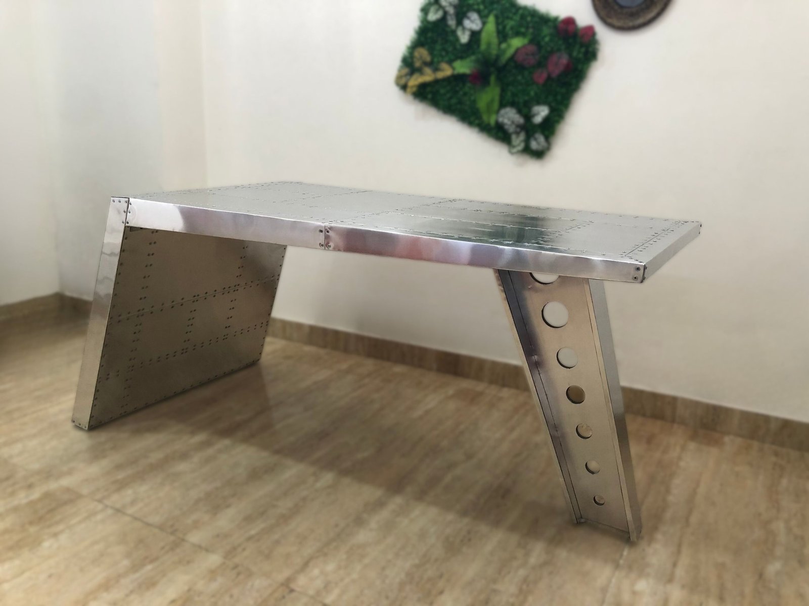 Historium Vault Airfoil Desk Aluminum Aviator Wing Desk Industrial Airplane Desk Furniture Silver Aviation Home Office Furniture - Image 4