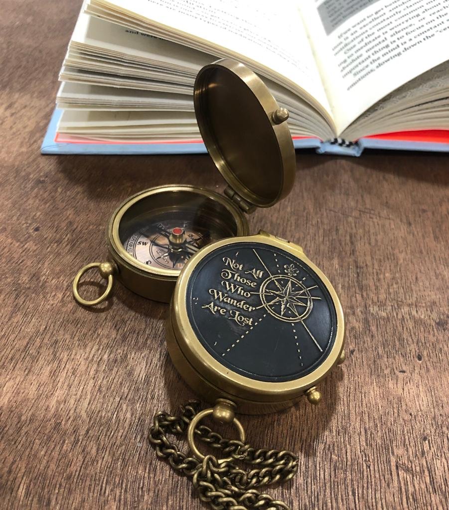 Not All Those Who Wander Are Lost Antique Dial Marine Brass Compass Leather Case, 2 Inch Inspirational Gift Wanderer Traveler Graduation Gift Birthday Gift Travel Gift - Image 5