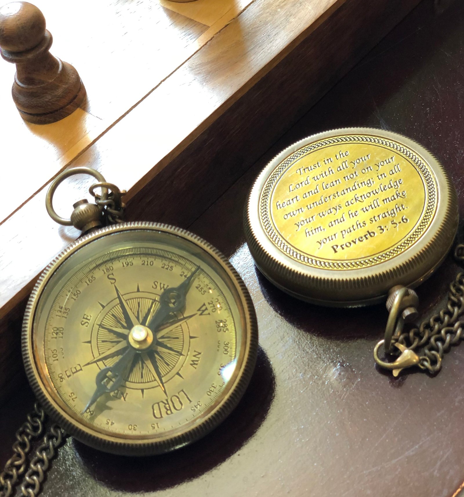 Trust in The Lord Inscription Compasses Graduation Gift, Engraved Compass Gift for Men, Confirmation Gift, Baptism Religious Gift, Communion Survival Brass Compass with Box - Image 3