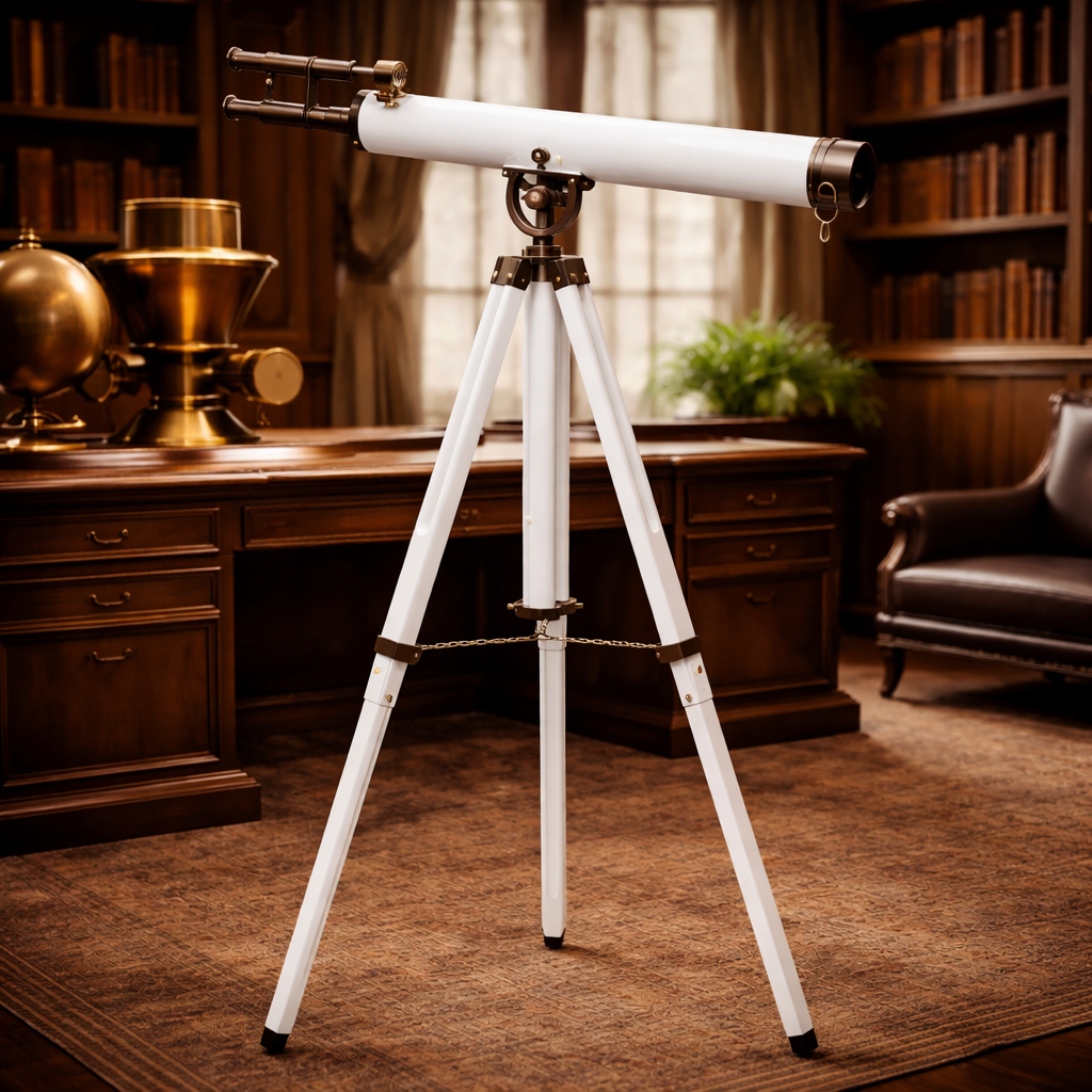 Historium Vault Floor Standing Bronzed with White Leather Griffith Astro Telescope 65″ Telescope Holiday Gifts