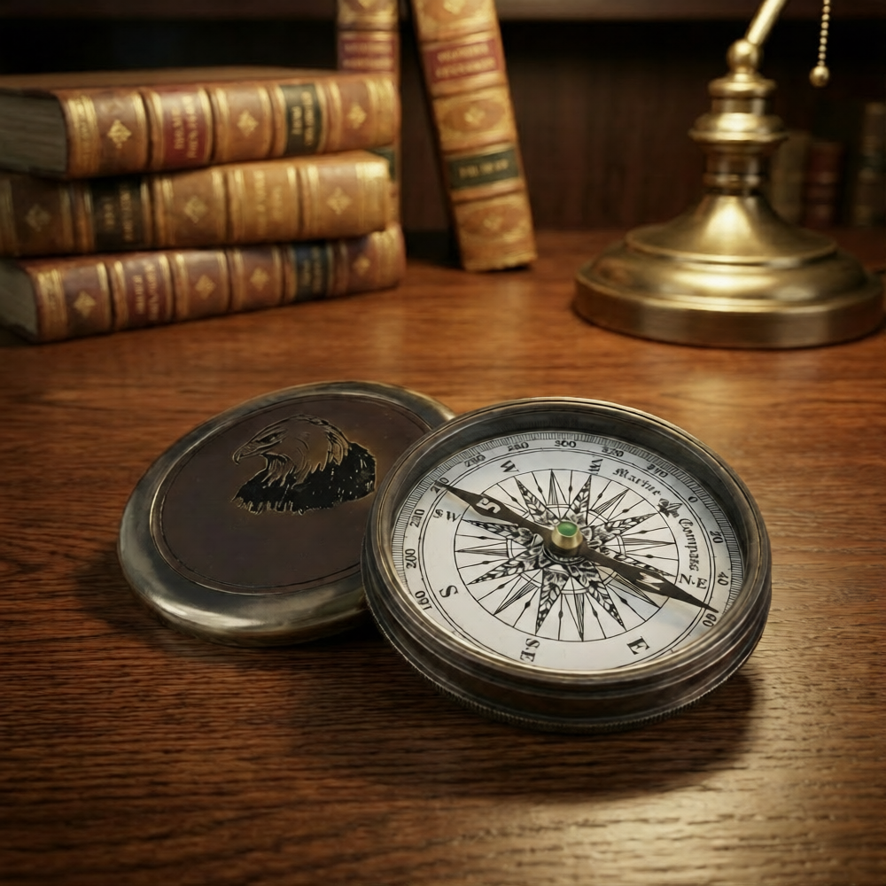 Eagle Compass Engraved Vintage Ship Functional Gift Compass Baptism Collectible Gift, Perfect For Christmas & Holiday Gifting