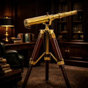 Vintage Brass Floor Standiing Telescope on Tripod Stand use DF Lens Antique Desktop Telescope for Home Decor & Table Accessory Historium Spyglass Telescope for Navy and Outdoor Adventures
