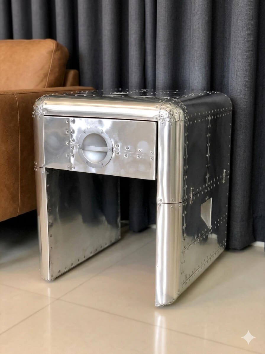 Aviator Industrial Side Table END Table Aluminium Furniture - Image 2