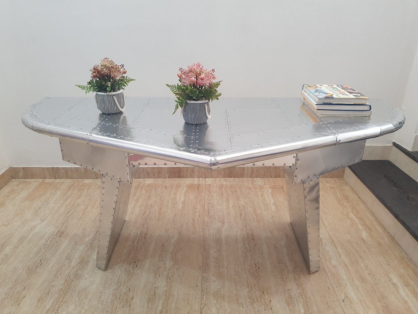 Historium Vault Aviator Executive Fighter Jet Wing Desk – Polished Aluminum - Image 2