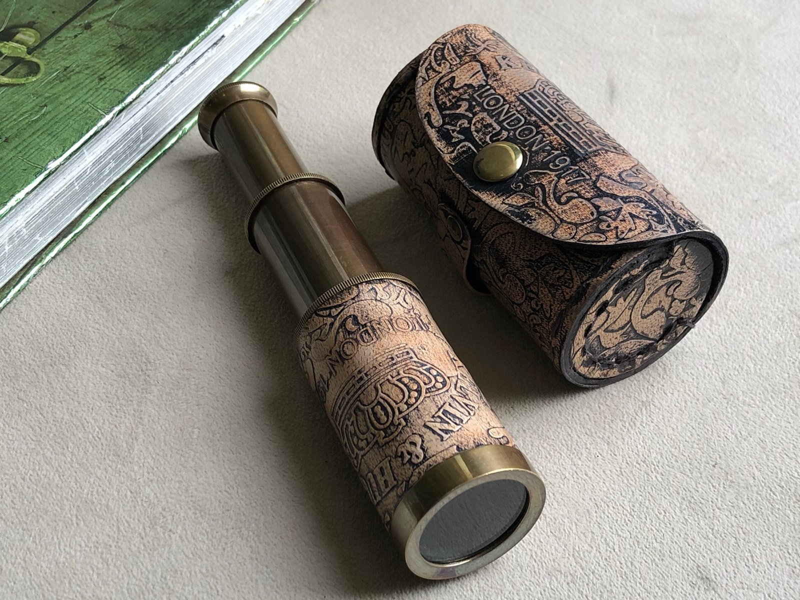 Nautical Handheld Pirate Brass Telescope with BoxCase,Sailor Home Decor Pirate Captain Boat Gift (6 Kelvin & Hughes) Collectible Gift, Perfect for Christmas & Holiday Gifting - Image 2