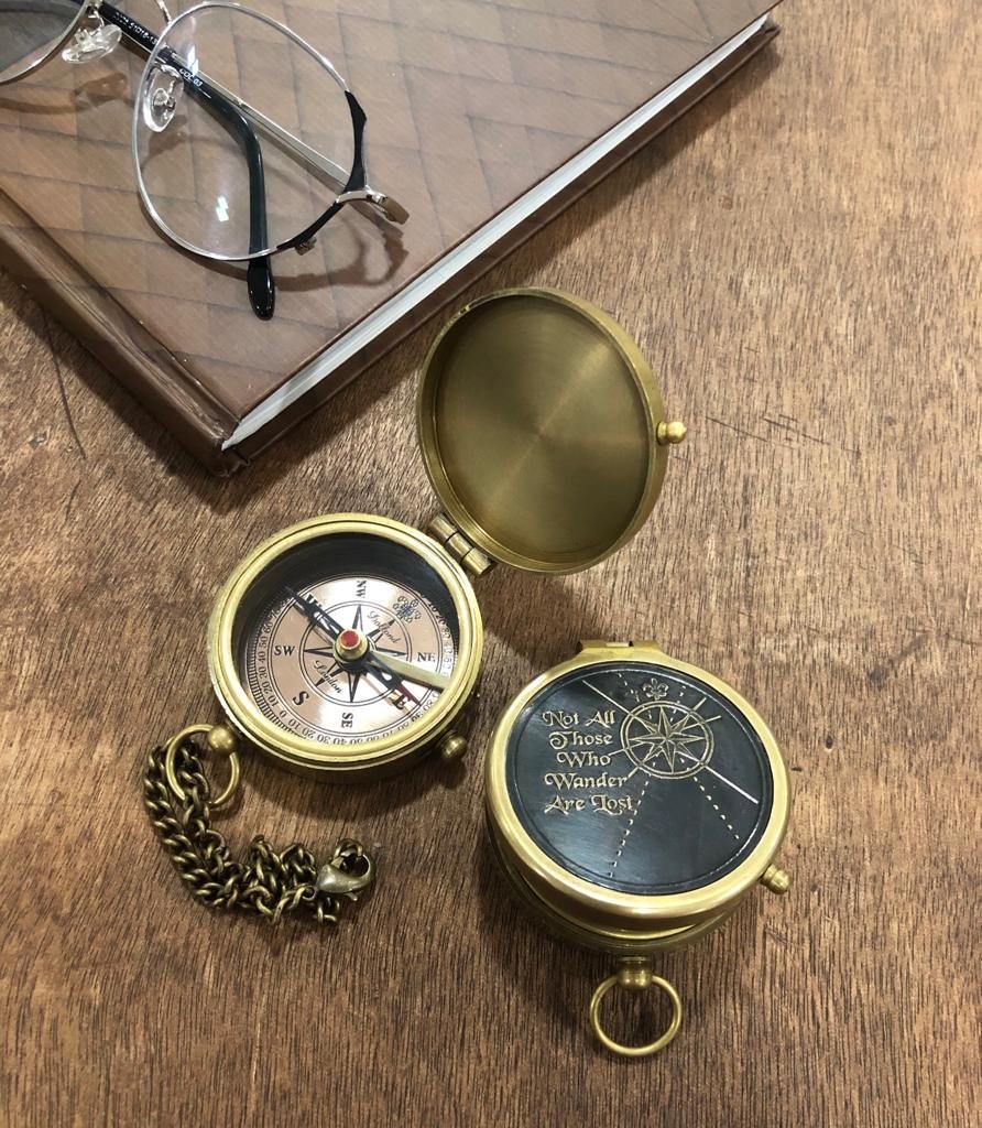 Not All Those Who Wander Are Lost Antique Dial Marine Brass Compass Leather Case, 2 Inch Inspirational Gift Wanderer Traveler Graduation Gift Birthday Gift Travel Gift - Image 3