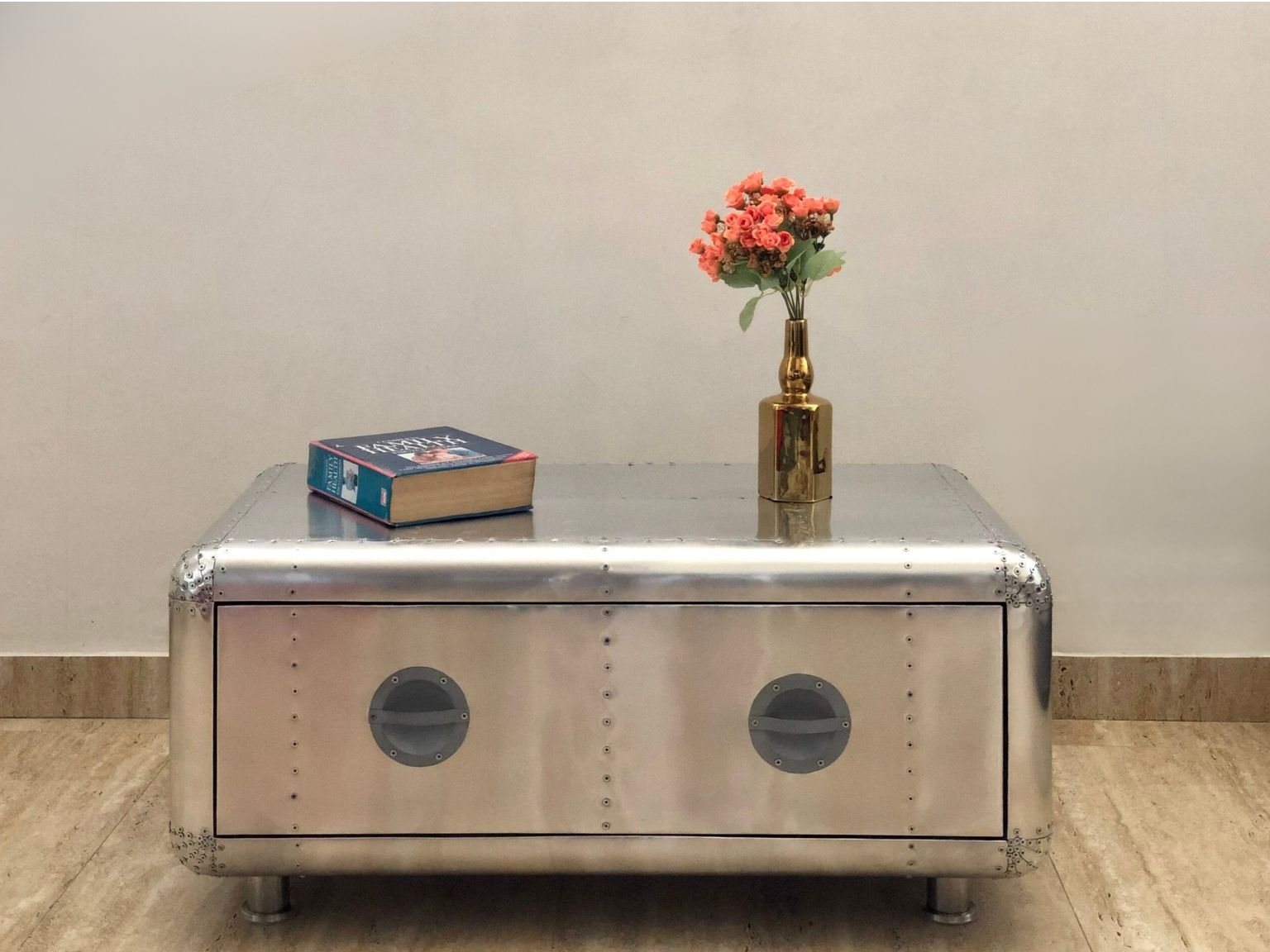Historium Vault Aviator Coffee Table One Drawer Accent Storage Table Living Room Center Tables Home & Office Decor Furniture - Image 4