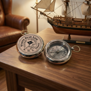 RMS Titanic Inspired Pocket Compass, Perfect For Nautical Collectors And Gift Giving, 2 Inch Compact Design With Magnetic Jeweled Needle For Accurate Navigation