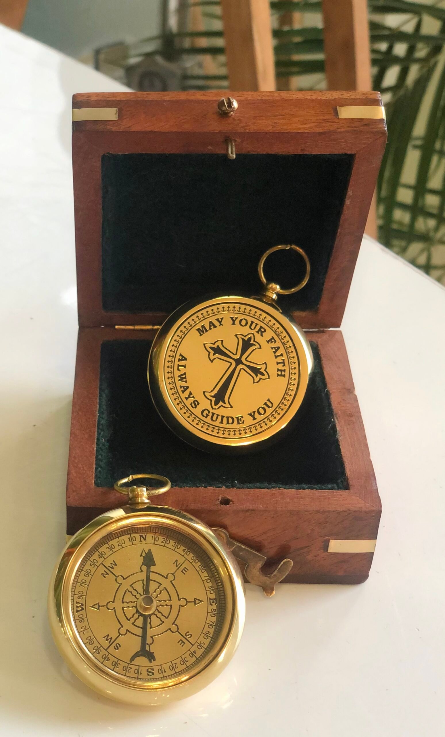 May Your Faith Always Guide You Brass Nautical Vintage Directional Magnetic Compass With Famous Scripture Quote Engraved Baptism Gifts - Image 6
