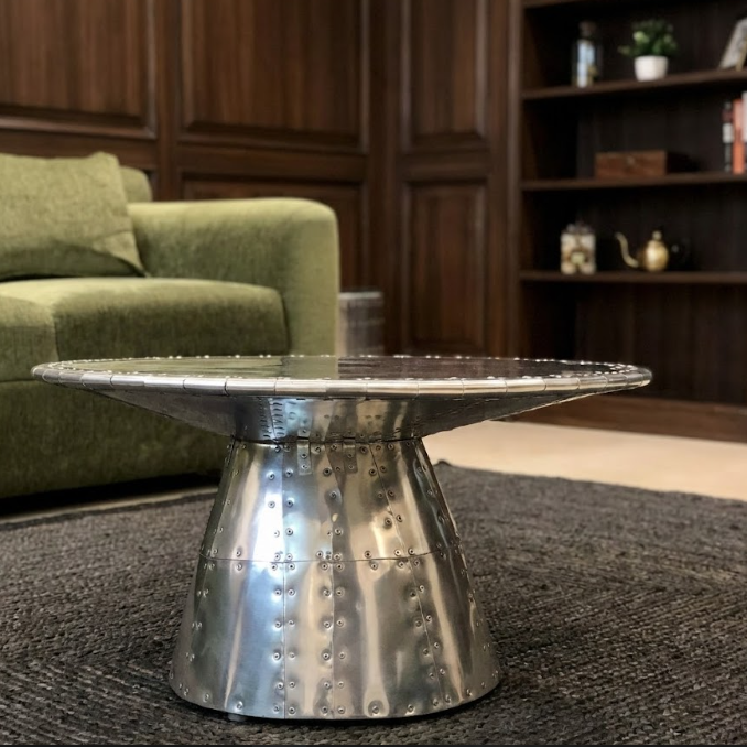 Historium Vault Aluminum Round End Table Aviator Mushroom Shape Industrial Side Table Living Room Decoration