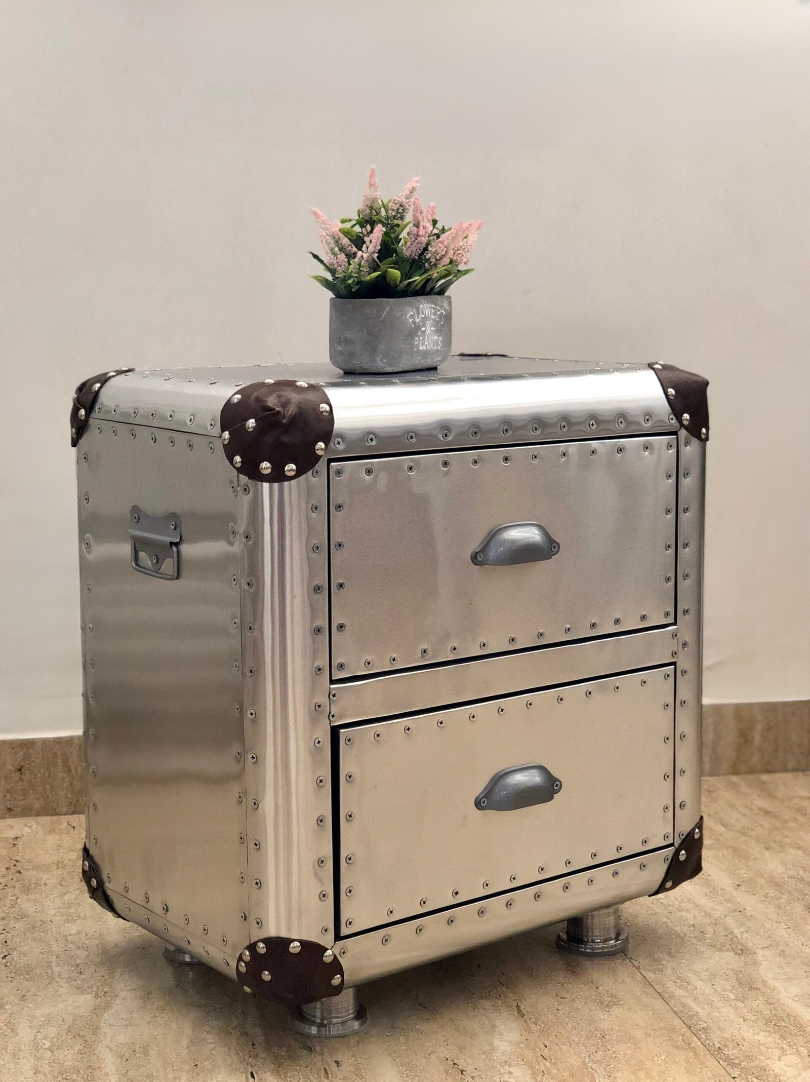 Aviator End Table – Mid Century Modern Aluminum Side Table with Drawers for Living Room, Bedroom & Office Decor - Image 6